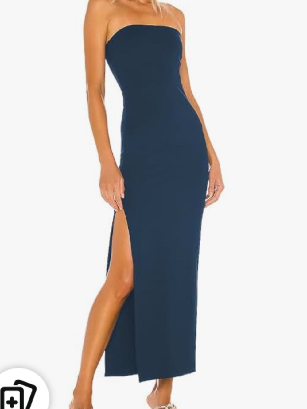 JLCNCUE Tube Strapless Maxi Dress Side Slit Peacock Blue Small